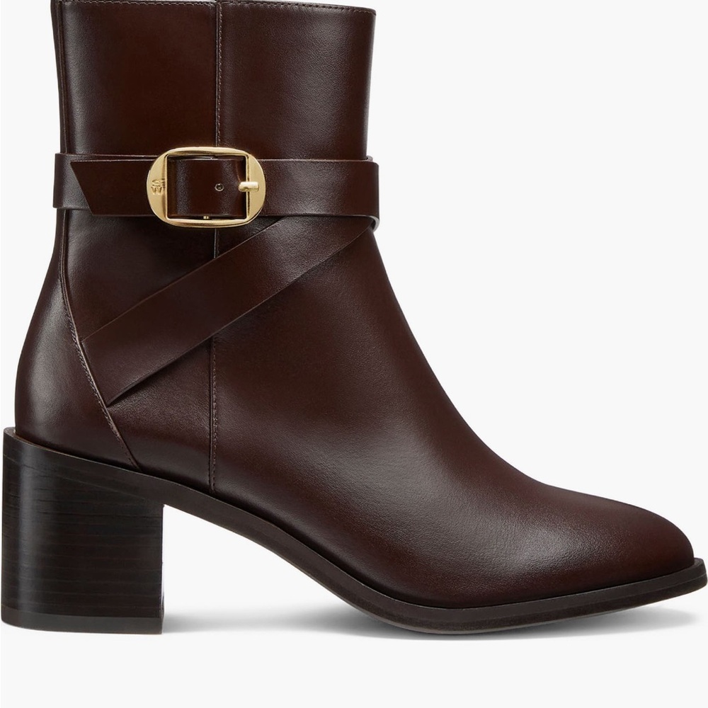 Brown Stuart Weitzman Esme Leather Ankle Bootie